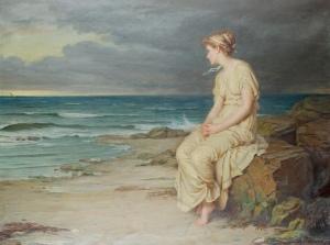 mujer mirando mar